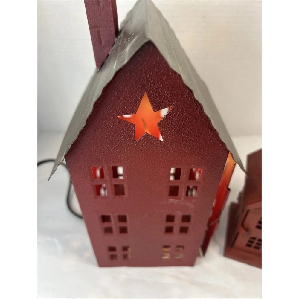 Red Barn Lamp Night Light Country Rustic Metal Farmhouse Decor Tea light Lot